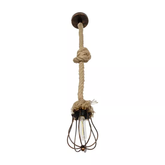 CAMBER 999-0200 Vintage Κρεμαστό Φωτιστικό Οροφής με Ντουί 1 x E27 AC 220-240V IP20 - Χάλκινο & Μπεζ - Μ12 x Π12 x Υ80cm