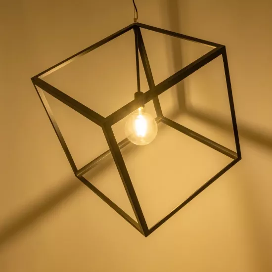 CUBE 999-0215 Μοντέρνο Κρεμαστό Φωτιστικό Οροφής με Ντουί 1 x E27 AC 220-240V IP20 - Μαύρο - Μ70 x Π70 x Υ87cm