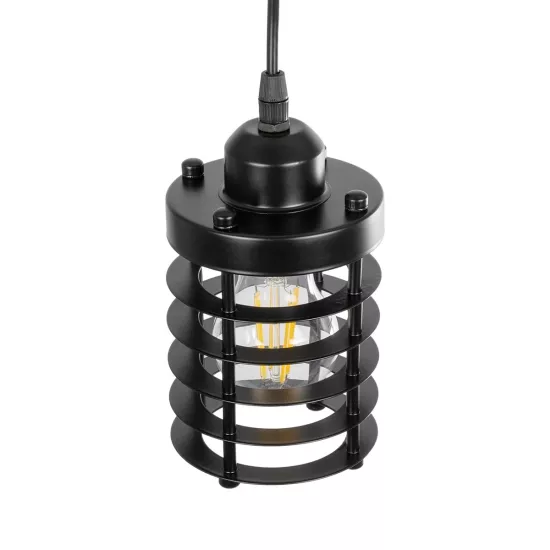 DARSEY 999-0227 Vintage Κρεμαστό Φωτιστικό Οροφής με Ντουί 1 x E27 AC 220-240V IP20 - Μαύρο - Μ10 x Π10 x Υ19cm