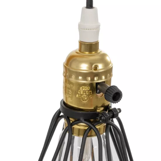 ELMA 999-0239 Μοντέρνο Επιτραπέζιο Φωτιστικό Πορτατίφ Μονόφωτο 1 x E27 IP20 Μπεζ Ξύλο με Μαύρο Μέταλλο - Μ35 x Π20 x Υ43cm