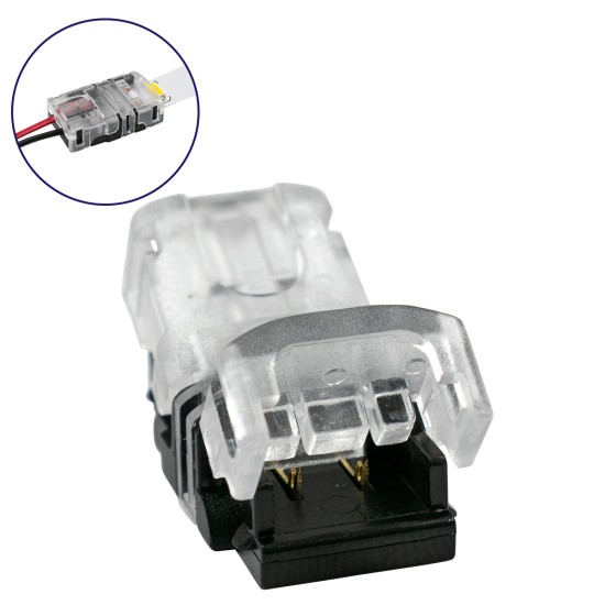 70714 Ταχυσύνδεσμος Ένωσης IP20 - Strip To Cable Connector για Ένωση 1 x Μονόχρωμης Ταινίας LED Πλάτους 8mm με 1 x Καλώδιο Τροφοδοσίας