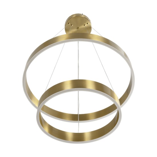 kelvo® VENOM 61187-DECO Μοντέρνο Κρεμαστό Φωτιστικό Οροφής LED 75W 8818lm 120° AC 220-240V IP20 Ρυθμιζόμενο Λευκό CCT με Χειριστήριο από 2700K έως 6000K Dimmable - Lumileds SMD Chip - Χρυσό Βούρτσας - Μ60 x Π60 x Υ40cm - 3 Χρόνια Εγγύηση