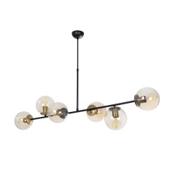 LATTICE 203-0017 Μοντέρνο Φωτιστικό Οροφής με Ντουί 6 x E27 AC 220-240V IP20 - Μαύρο & Μπρούτζινο - Μ120 x Π32 x Υ32cm