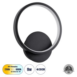 TED 61070 Μοντέρνο Φωτιστικό Τοίχου - Απλίκα LED 9W 1080lm 300° AC 220-240V IP20 Ρυθμιζόμενο Λευκό CCT με On/Off 2700K/4500K/6000K - Lumileds SMD Chip - Μαύρο Ματ - Μ20 x Π5.5 x Υ23cm - 3 Χρόνια Εγγύηση