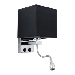 ELEGANT 01494 Μοντέρνο Φωτιστικό Τοίχου - Απλίκα Ξενοδοχείου Reading Light με Ντουί 1 x E27 LED 3W 360lm 36° AC 220-240V IP20 Θερμό Λευκό 2700K - Bridgelux COB Chip - Ασημί & Μαύρο - Μ17 x Π21 x Υ43cm - 2 Χρόνια Εγγύηση