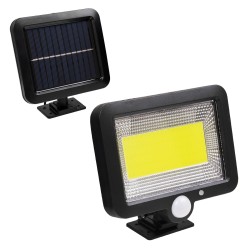 ZETA 71460 Προβολέας με Ανιχνευτή PIR / Αισθητήρα Κίνησης LED 20W 600lm 120° DC 5V με Φωτοβολταϊκό Panel 5V 1W & Επαναφορτιζόμενη Μπαταρία Li-ion 3.2V 2400mAh Αδιάβροχο IP65 Ψυχρό Λευκό 6000K - Sanan COB Chip - Μαύρο - Μ15 x Π3.5 x Υ13cm - 2 Χρόνια Εγ