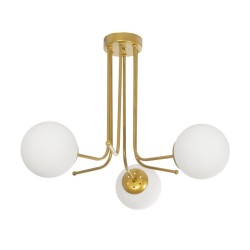 SHINY 201-0028 Vintage Φωτιστικό Οροφής με Ντουί 3 x E27 AC 220-240V IP20 - Λευκό & Χρυσό - Μ70 x Π70 x Υ16cm