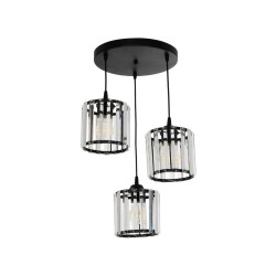 FLAREX 201-0084 Vintage Κρεμαστό Φωτιστικό Οροφής με Ντουί 3 x E27 AC 220-240V IP20 - Μαύρο & Διάφανο - Μ40 x Π40 x Υ50cm