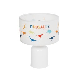DINO 204-0028 Παιδικό Eπιτραπέζιο Φωτιστικό Πορτατίφ Μονόφωτο 1 x E27 IP20 Πολύχρωμο Ύφασμα με Λευκό Πλαστικό - Μ24 x Π24 x Υ32cm