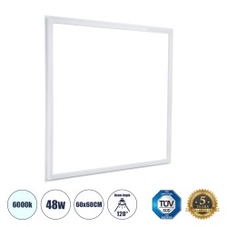 FRAMELIN 60368 Χωνευτό Panel Οροφής 60x60 LED 48W 5760lm 120° CRI≥85Ra UGR<19 AC 220-240V IP20 Ψυχρό Λευκό 6000K - Lumileds SMD Chip & TÜV SÜD Driver - Λευκό Γαλακτερό - Μ60 x Π60 x Υ1.5cm / Q56 x 56cm - 5 Χρόνια Εγγύηση