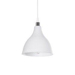 RADE 203-0126 Μοντέρνο Κρεμαστό Φωτιστικό Οροφής με Ντουί 1 x E27 AC 220-240V IP20 - Λευκό & Ασημί - Μ18.5 x Π18.5 x Υ23cm