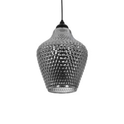 SKLO 206-0024 Μοντέρνο Κρεμαστό Φωτιστικό Οροφής με Ντουί 1 x E27 AC 220-240V IP20 - Μαύρο Φιμέ - Μ22 x Π22 x Υ31cm