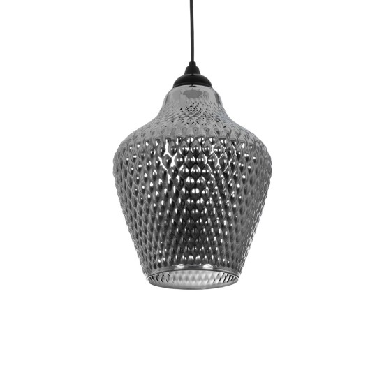 SKLO 206-0024 Μοντέρνο Κρεμαστό Φωτιστικό Οροφής με Ντουί 1 x E27 AC 220-240V IP20 - Μαύρο Φιμέ - Μ22 x Π22 x Υ31cm