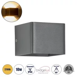 CIRCOA 60534 Μοντέρνο Φωτιστικό Τοίχου - Απλίκα LED 10W 1000lm 60° AC 220-240V Αδιάβροχο IP44 Θερμό Λευκό 2700K - Bridgelux COB Chip & TÜV SÜD Driver - Γκρι Ανθρακί Ματ - Μ10 x Π8 x Υ10cm - 5 Χρόνια Εγγύηση