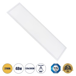PANELETI 60214 Χωνευτό Panel Οροφής 120x30 LED 48W 4320lm 120° UGR<19 AC 220-240V IP20 Θερμό Λευκό 2700K - Lumileds SMD Chip & TÜV SÜD Driver - Λευκό Γαλακτερό - Μ120 x Π30 x Υ1.5cm / Q116 x 26cm - 5 Χρόνια Εγγύηση