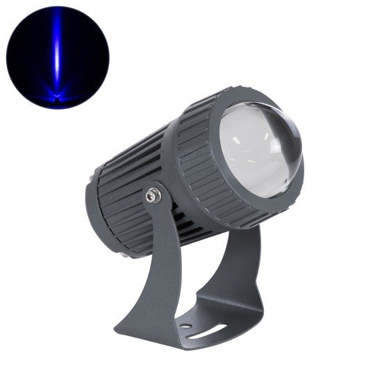 SPOTFENIA 90136 Αρχιτεκτονικό Σποτ Φωτισμου LED 10W 850lm 5° DC 24V Αδιάβροχο IP65 Μπλε Dimmable - Bridgelux COB Chip - Γκρι Ανθρακί - Μ7 x Π7 x Υ12cm - 3 Χρόνια Εγγύηση