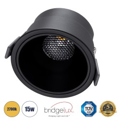 PLUTO-B 60263 Χωνευτό Downlight Σποτ με Honeycomb Anti Glare Reflector LED 15W 1875lm 38° AC 220-240V IP20 Θερμό Λευκό 2700K - Bridgelux COB Chip & TÜV SÜD Driver - Μαύρο Ματ - Μ10.4 x Π10.4 x Υ6.5cm / Q9.5cm - 5 Χρόνια Εγγύηση