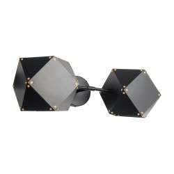 WELLES 00795 Μοντέρνο Φωτιστικό Τοίχου - Απλίκα με Ντουί 2 x E14 AC 220-240V IP20 - Μαύρο - Μ52 x Π21 x Υ17cm