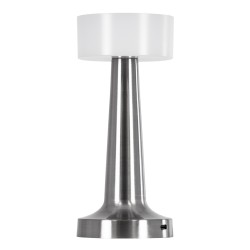 NANNA 76473 Επαναφορτιζόμενο Επιτραπέζιο Φωτιστικό Πορτατίφ LED 1.5W 105lm 120° DC 5V IP44 CCT Ultra Θερμό 1500K - Φυσικό Λευκό 4500K - Ψυχρό Λευκό 6000K Dimmable Ασημί & Λευκό Πλαστικό - Μ9 x Π9 x Υ21cm - 2 Χρόνια Εγγύηση