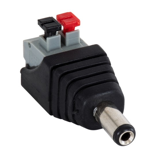 70677 Βύσμα Τροφοδοσίας DC Αρσενικό - Male Jack Connector σε Κλέμα Πατητή Ταχείας Σύνδεσης L4.1 x W1.5 x H2cm