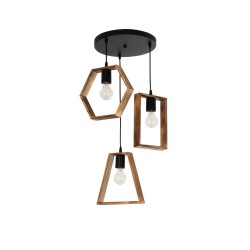 EMBER 201-0102 Vintage Κρεμαστό Φωτιστικό Οροφής με Ντουί 3 x E27 AC 220-240V IP20 - Καφέ & Μαύρο - Μ50 x Π50 x Υ70cm