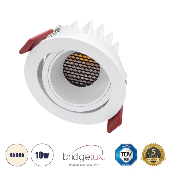 LEO-R 60284 Χωνευτό LED Spot Downlight TrimLess Φ8.5cm 10W 1300lm 38° AC 220-240V IP20 Φ8.5 x Υ6.6cm - Στρόγγυλο - Κινούμενο - Λευκό & Anti-Glare HoneyComb - Φυσικό Λευκό 4500K - Bridgelux COB - 5 Years Warranty LEO-R 60284 Χωνευτό LED Spot Downlight TrimLess Φ8.5cm 10W 1300lm 38° AC 220-240V IP20 Φ8.5 x Υ6.6cm - Στρόγγυλο - Κινούμενο - Λευκό & Anti-Glare HoneyComb - Φυσικό Λευκό 4500K - Bridgelux COB - 5 Years Warranty