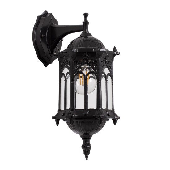 DARCY 00657 Vintage Φωτιστικό Τοίχου - Απλίκα με Ντουί 1 x E27 AC 220-240V IP20 - Μαύρο - Μ15.5 x Π15.5 x Υ34.5cm