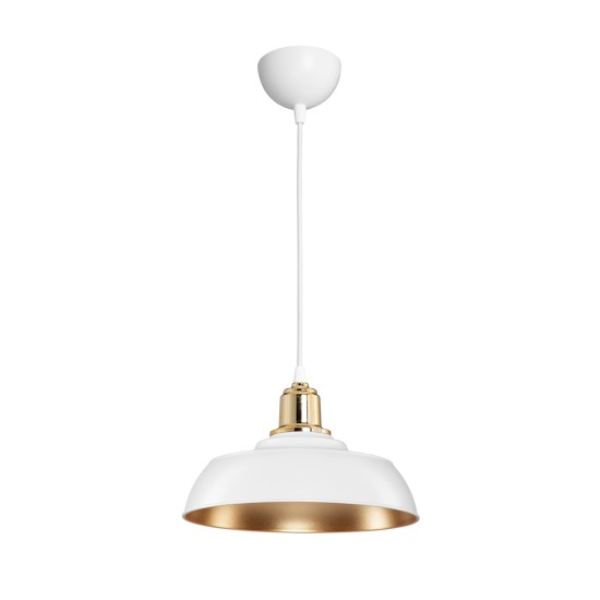 LOAN 203-0283 Μοντέρνο Κρεμαστό Φωτιστικό Οροφής με Ντουί 1 x E27 AC 220-240V IP20 - Λευκό & Χρυσό  - Μ25.5 x Π25.5 x Υ17cm