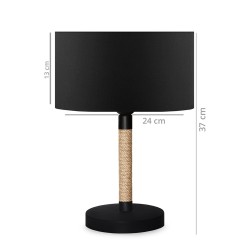 STRING 204-0072 Μοντέρνο Eπιτραπέζιο Φωτιστικό Πορτατίφ Μονόφωτο 1 x E27 IP20 Μαύρο Mέταλλο, Μπεζ Σχοινί με Μαύρο Ύφασμα - Μ24 x Π24 x Υ37cm