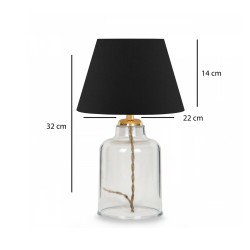 TRANS 204-0054 Μοντέρνο Eπιτραπέζιο Φωτιστικό Πορτατίφ Μονόφωτο 1 x E27 IP20 Διάφανο Πλαστικό με Μαύρο Ύφασμα - Μ22 x Π22 x Υ14cm