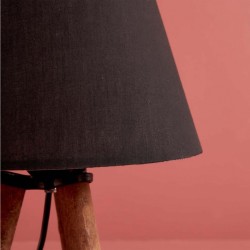 CAP 204-0068 Μοντέρνο Eπιτραπέζιο Φωτιστικό Πορτατίφ Μονόφωτο 1 x E27 IP20 Καφέ Ξύλο με Μαύρο Ύφασμα - Μ22 x Π22 x Υ33cm