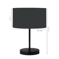 LARA 204-0076 Μοντέρνο Eπιτραπέζιο Φωτιστικό Πορτατίφ Μονόφωτο 1 x E27 IP20 Μαύρο Μέταλλο με Μαύρο Ύφασμα - Μ24 x Π24 x Υ35cm