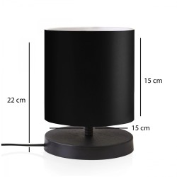MINNIE 204-0063 Μοντέρνο Eπιτραπέζιο Φωτιστικό Πορτατίφ Μονόφωτο 1 x E27 IP20 Μαύρο Ξύλο με Μαύρο Ύφασμα - Μ15 x Π15 x Υ22cm