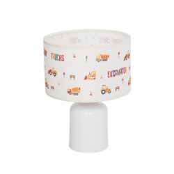 EXCAVATOR 204-0027 Παιδικό Eπιτραπέζιο Φωτιστικό Πορτατίφ Μονόφωτο 1 x E27 IP20 Πολύχρωμο Ύφασμα με Λευκό Πλαστικό - Μ24 x Π24 x Υ32cm