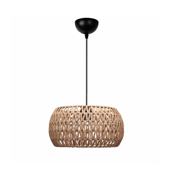 DARIO 204-0168 Boho Κρεμαστό Φωτιστικό Kαπέλο Μονόφωτο 1 x E27 IP20 Καφέ Σχοινί - Μ30 x Π30 x Υ15cm