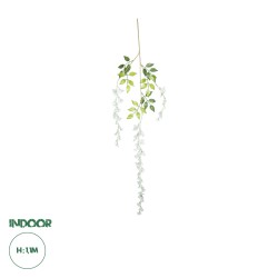 78006 Τεχνητό Κρεμαστό Διακοσμητικό Φυτό με 3 X Κλαδιά Βιστέρια Λευκή - Μ10 x Π10 x Υ110cm