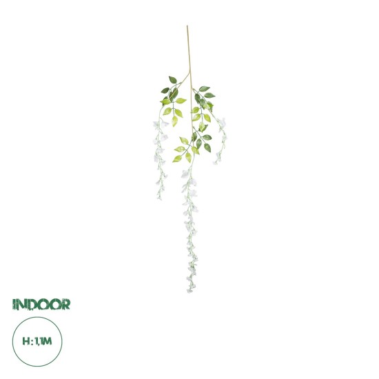 78006 Τεχνητό Κρεμαστό Διακοσμητικό Φυτό με 3 X Κλαδιά Βιστέρια Λευκή - Μ10 x Π10 x Υ110cm