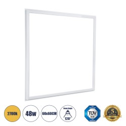 FRAMELIN 60370 Χωνευτό Panel Οροφής 60x60 LED 48W 5280lm 120° CRI≥85Ra UGR<19 AC 220-240V IP20 Θερμό Λευκό 2700K - Lumileds SMD Chip & TÜV SÜD Driver - Λευκό Γαλακτερό - Μ60 x Π60 x Υ1.5cm / Q56 x 56cm - 5 Χρόνια Εγγύηση