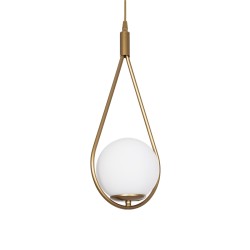 DROP 201-0034 Vintage Κρεμαστό Φωτιστικό Οροφής με Ντουί 1 x E27 AC 220-240V IP20 - Χρυσό & Λευκό - Μ20 x Π15 x Υ47cm