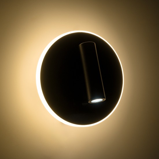 LADY-R 60938 Μοντέρνο Φωτιστικό Τοίχου - Απλίκα Ξενοδοχείου Reading Light με Φορτιστή USB 3A LED 6W 600lm 36° & 360° AC 220-240V IP20 Φυσικό Λευκό 4500K - Bridgelux COB Chip & TÜV SÜD Driver - Μαύρο Ματ - Μ15 x Π15 x Υ7cm - 3 Χρόνια Εγγύηση