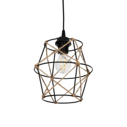 SOLON 201-0088 Vintage Κρεμαστό Φωτιστικό Οροφής με Ντουί 1 x E27 AC 220-240V IP20 - Μαύρο & Μπεζ - Μ22 x Π22 x Υ27cm