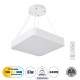 KAMALA 61207-P Κρεμαστή Πλαφονιέρα Οροφής LED CCT 67W 7370lm 120° AC 220-240V - Εναλλαγή Φωτισμού μέσω Τηλεχειριστηρίου All In One Ψυχρό 6000k+Φυσικό 4500k+Θερμό 2700k Dimmable Μ40 x Π40 x Υ8cm - Λευκό - 3 Years Warranty