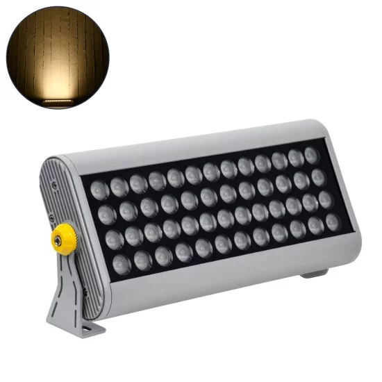 FLOOD-HENA 90640 Προβολέας Σποτ Wall Washer LED 48W 4320lm 30° AC 220-240V Αδιάβροχο IP65 Θερμό Λευκό 3000K - Ασημί - Μ39 x Π6 x Υ17cm - 3 Χρόνια Εγγύηση