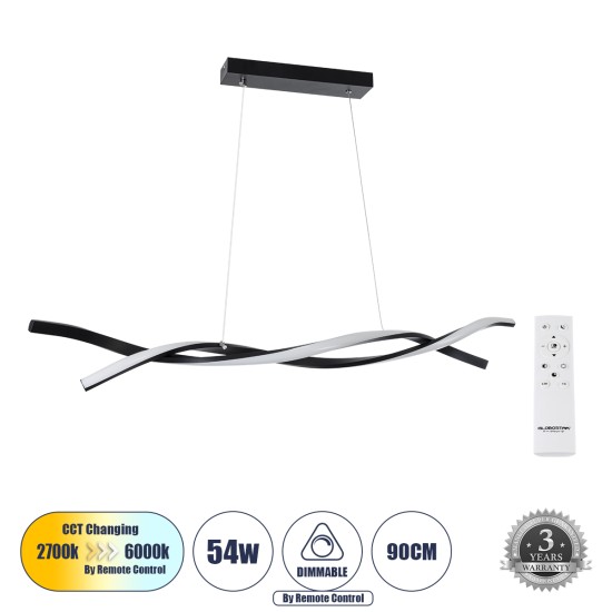 MORALES 61275 Κρεμαστό Φωτιστικό Οροφής Design LED CCT 54W 6048lm 200° AC 220-240V - Εναλλαγή Φωτισμού μέσω Τηλεχειριστηρίου All In One Ψυχρό 6000k+Φυσικό 4500k+Θερμό 2700k Dimmable Μ90 x Π14 x Υ14cm - Μαύρο - 3 Years Warranty MORALES 61275 Κρεμαστό Φωτιστικό Οροφής Design LED CCT 54W 6048lm 200° AC 220-240V - Εναλλαγή Φωτισμού μέσω Τηλεχειριστηρίου All In One Ψυχρό 6000k+Φυσικό 4500k+Θερμό 2700k Dimmable Μ90 x Π14 x Υ14cm - Μαύρο - 3 Years Warranty