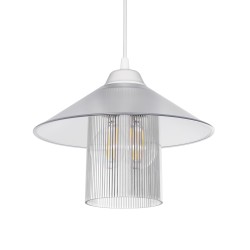 PROMO 203-0088 Μοντέρνο Κρεμαστό Φωτιστικό Οροφής με Ντουί 1 x E27 AC 220-240V IP20 - Λευκό - Μ25.5 x Π25.5 x Υ20cm