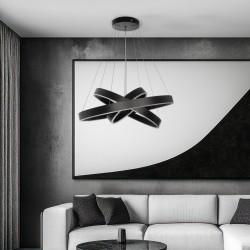 kelvo® VENOM KLV-101-0199-V2 Κρεμαστό Φωτιστικό Οροφής LED 120W 12000lm 120° AC 220-240V IP20 Ρυθμιζόμενο Λευκό CCT με Χειριστήριο από 2700K έως 6000K Dimmable - Lumileds SMD Chip - Μαύρο Ματ - Μ80 x Π80 x Υ80cm - 3 Χρόνια Εγγύηση