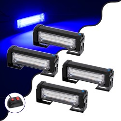 85032 PRO Series ΣΕΤ 4 x Μπάρες Σήμανσης Οχήματος Αστυνομίας για Αυτοκίνητα & Φορτηγά 13 Προγραμμάτων Φωτισμού STROBE LED CREE CXB COB 36W DC 10-30V Αδιάβροχο IP65 Μπλε