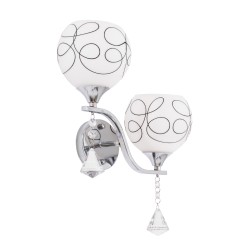 CANTER 00635 Μοντέρνο Φωτιστικό Τοίχου - Απλίκα με Ντουί 2 x E27 AC 220-240V IP20 - Ασημί & Λευκό - Μ32 x Π15 x Υ40cm