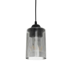 TORUS 203-0063 Μοντέρνο Κρεμαστό Φωτιστικό Οροφής με Ντουί 1 x E27 AC 220-240V IP20 - Μαύρο & Μαύρο Φιμέ - Μ10.5 x Π10.5 x Υ18.5cm