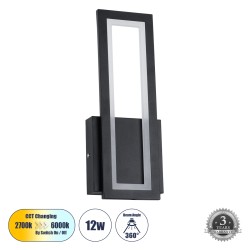 TIARA 61327 Μοντέρνο Φωτιστικό Τοίχου - Απλίκα LED 12W 1440lm 300° AC 220-240V IP20 Ρυθμιζόμενο Λευκό CCT με On/Off 2700K/4500K/6000K - Lumileds SMD Chip - Μαύρο Ματ - Μ12.5 x Π4 x Υ32cm - 3 Χρόνια Εγγύηση